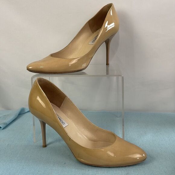 Jimmy Cho Tan Patent Pump Shoes - Picture 2 of 5